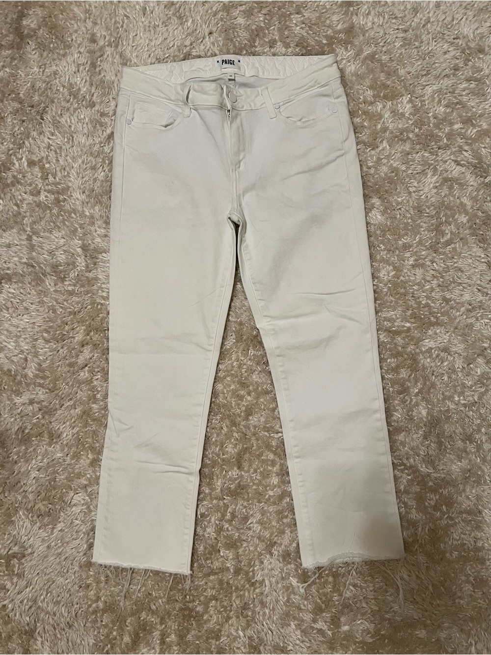 PAIGE White Miki Straight Women’s Jeans with a Raw Hem | W30” x L24”